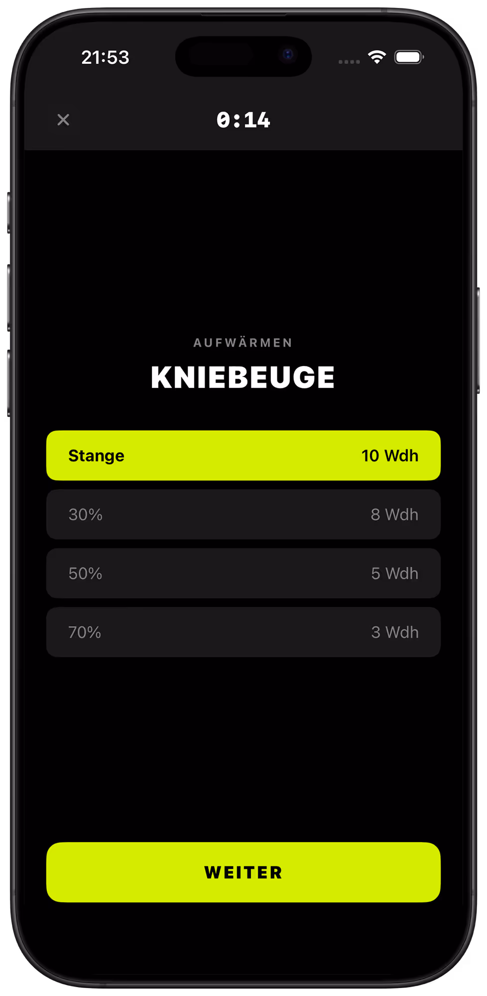 Dad Strong App – geführtes Warmup vor dem Krafttraining